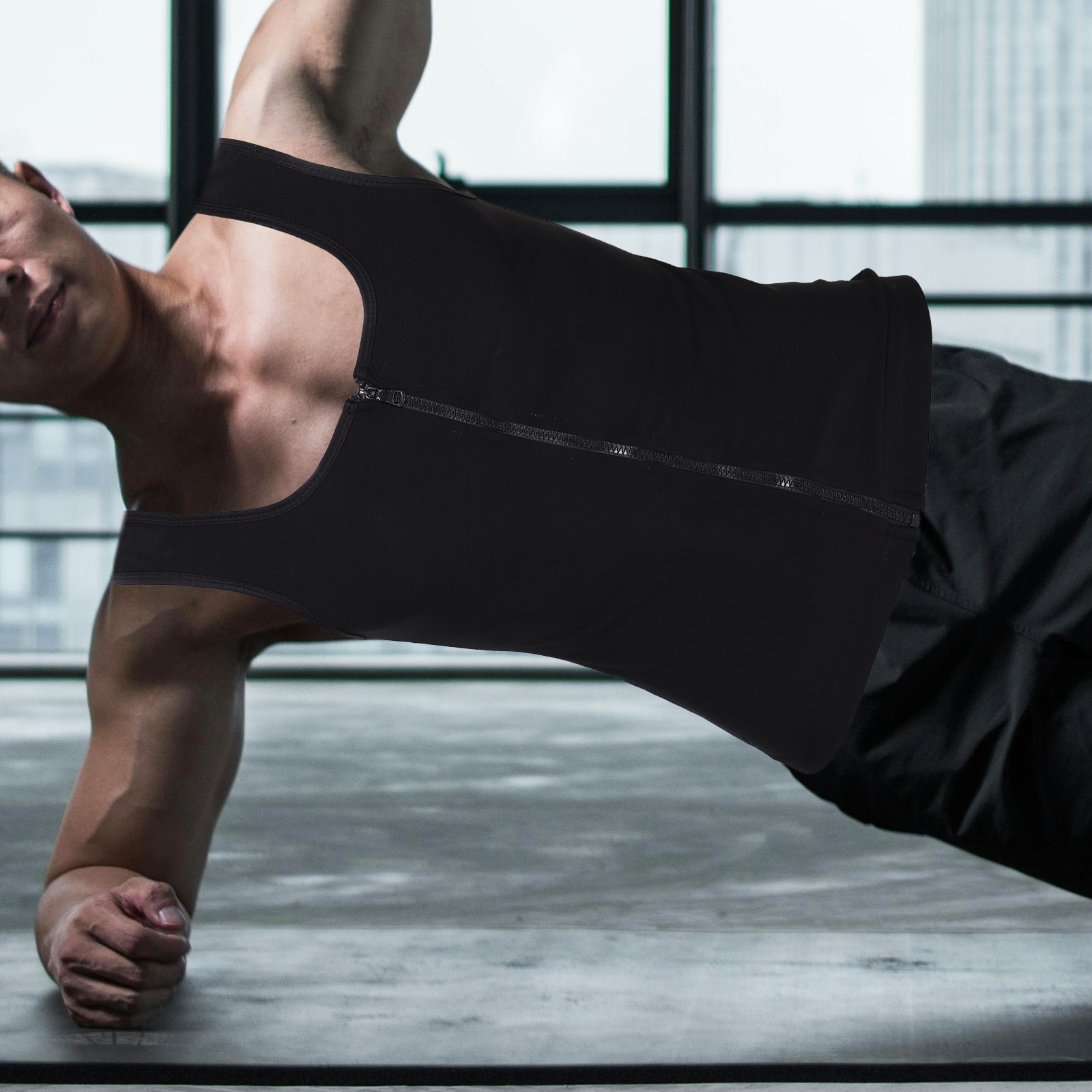 Yoga Fitness For Men - Мужская компрессионная майка на молнии для